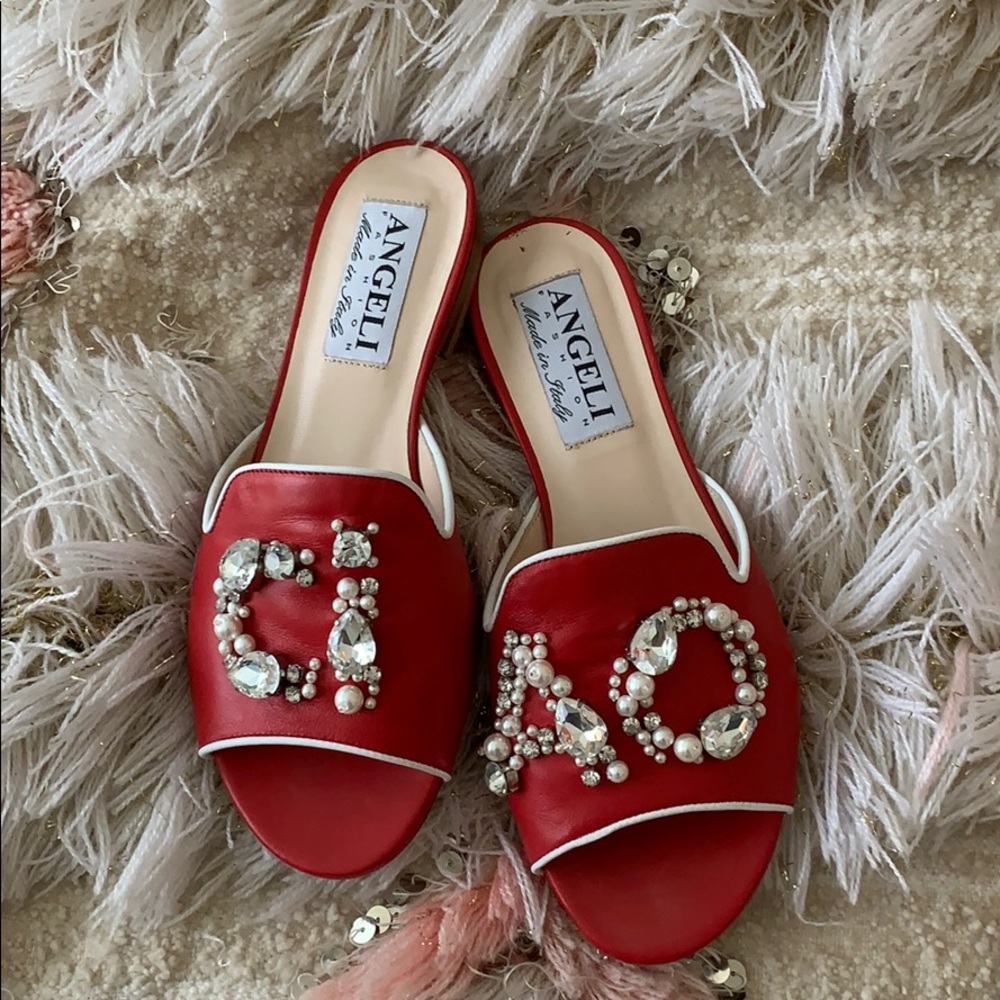 Red leather Italian made sandals